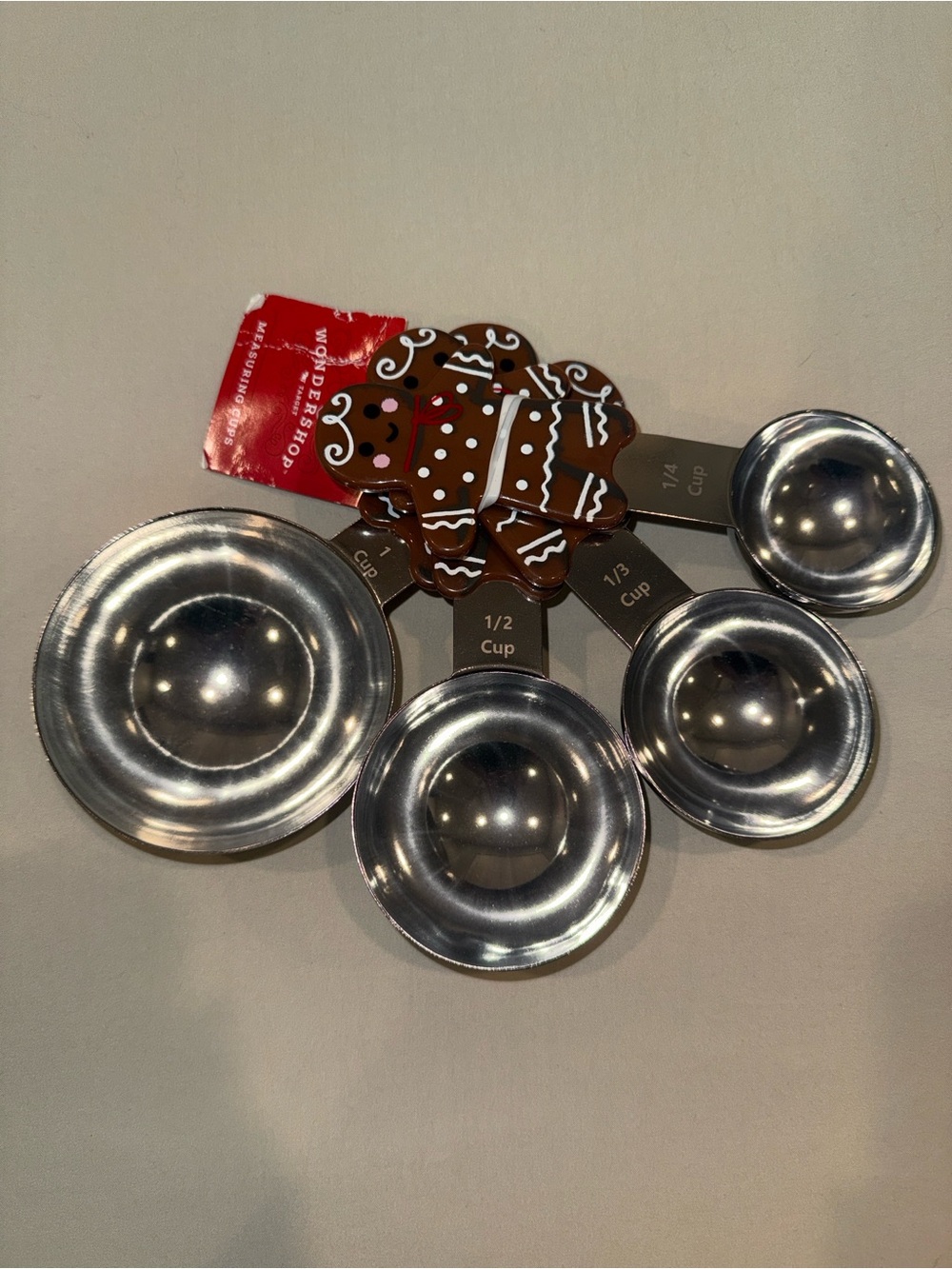 Gingerbread Measuring Cups Set - Brown & Silver